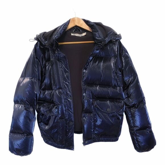 Blanc Noir Navy Reflective Puffer Jacket - Picture 4 of 12